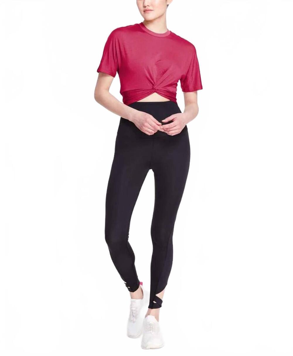 NEW MARCHESA ATHLEISURE audree short sleeve tee in azalea